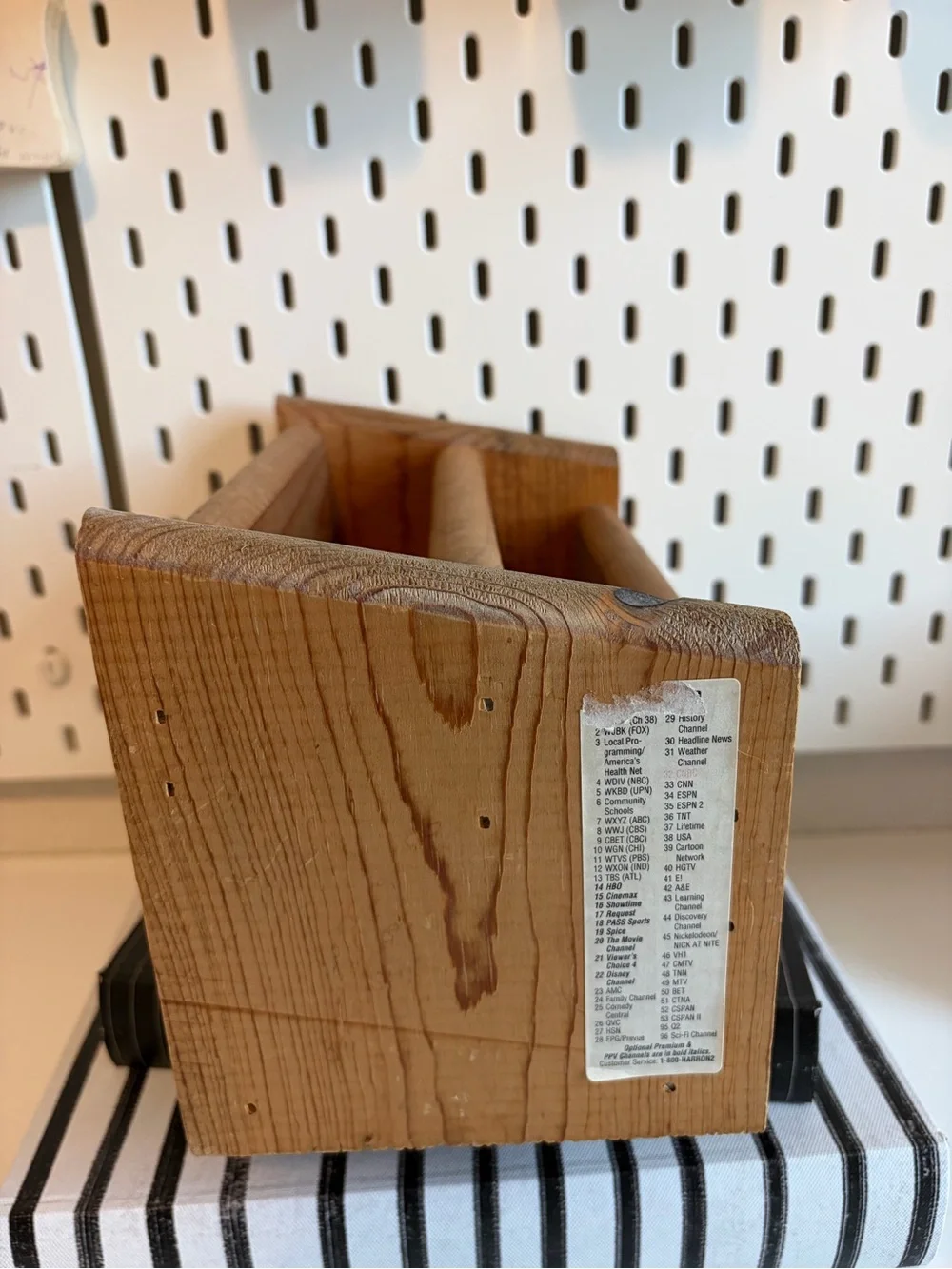 Vintage Rustic Wooden Remote Caddy with Heart Cutout